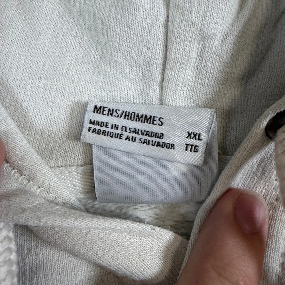 The North Face Mens XXL Cream Pullover Hoodie Logo Patch Off White Sweatshirt